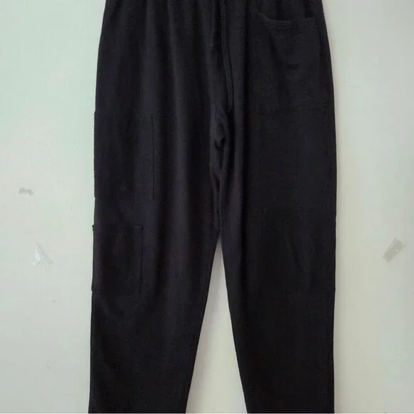 Planet by Lauren G Black French Terry Cotron Patched Luxury Sweatpants Pants 2 L - Picture 5 of 10